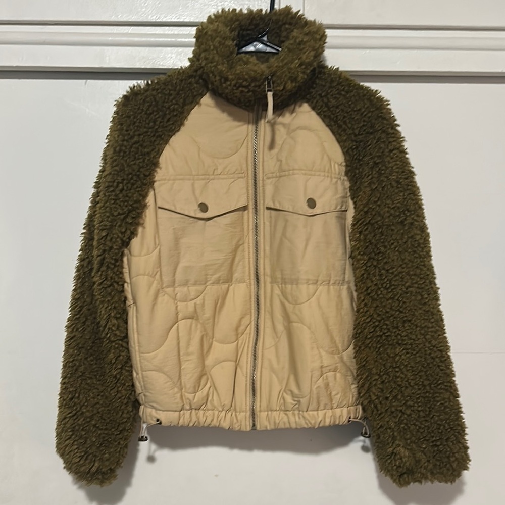 Olive and Beige Women's Jacket